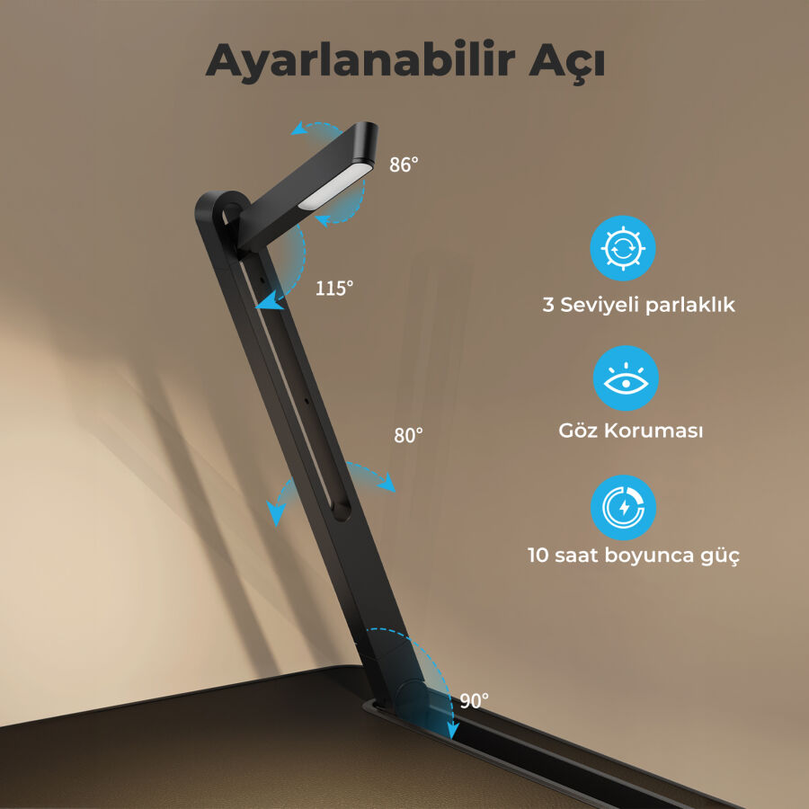 Bix Saiji K8 Ultimate Çok Fonksiyonlu Ayarlı LED Işıklı Çalışma Masası Siyah - 4