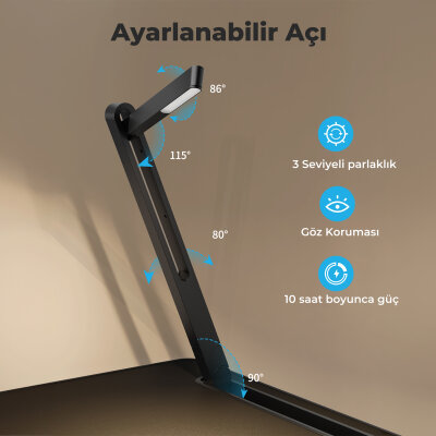 Bix Saiji K8 Ultimate Çok Fonksiyonlu Ayarlı LED Işıklı Çalışma Masası Siyah - 4