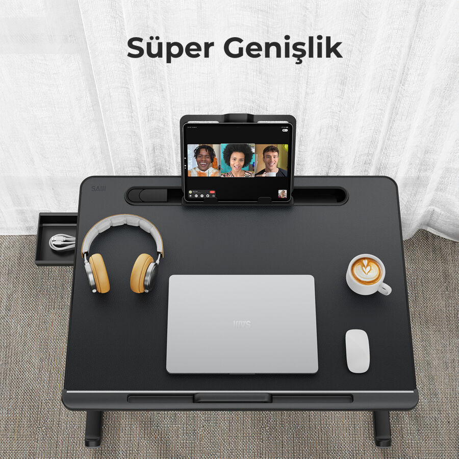 Bix Saiji K8 Ultimate Çok Fonksiyonlu Ayarlı LED Işıklı Çalışma Masası Siyah - 3