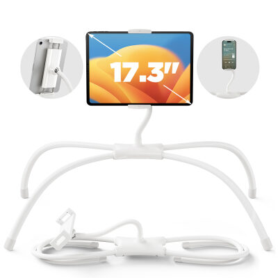 Bix Saiji Q2T Telefon Tablet Standı Yatak Masa Araba Kullanımı İçin Ayarlanabilir ve Dayanıklı Tasarım Beyaz 