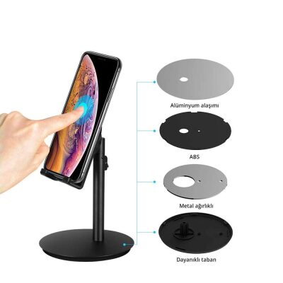 Bix Saiji S1 Plus Masaüstü Ayarlanabilir Tablet Telefon Tutucu Siyah - 9