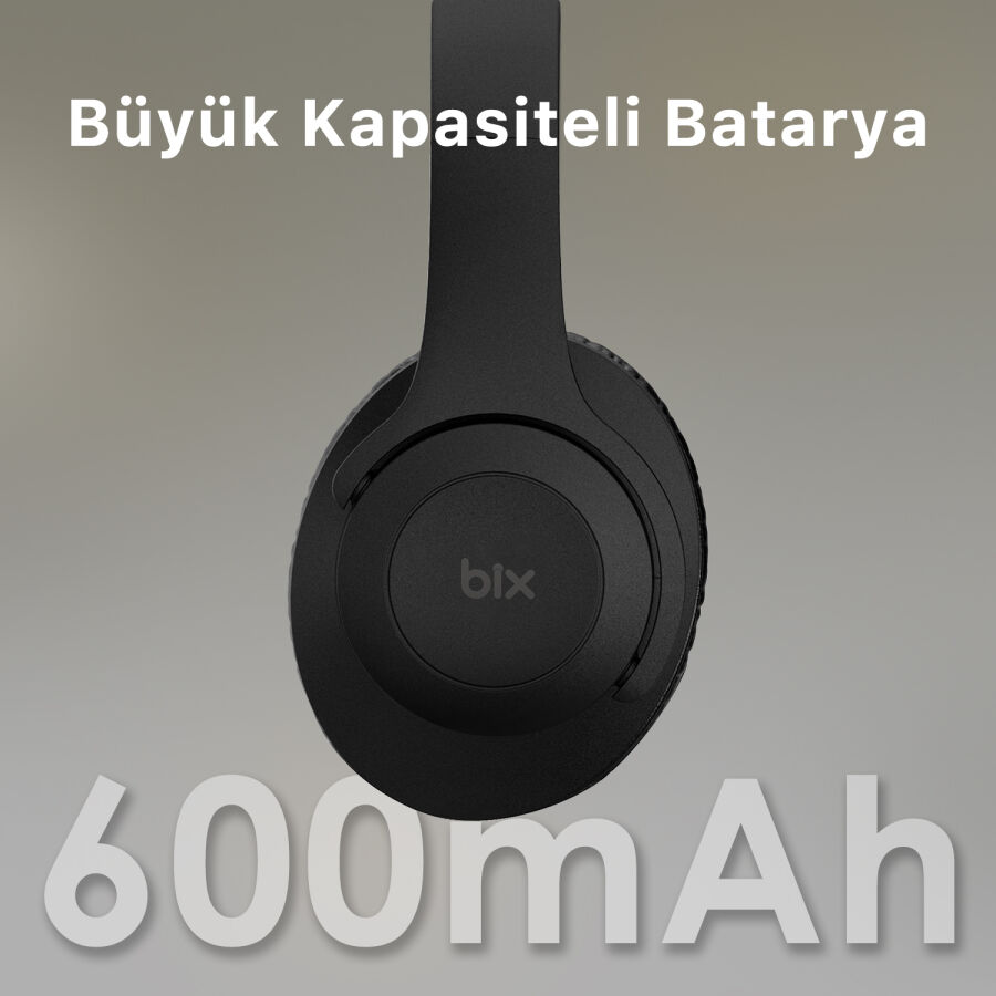 Bix Soundcraft BH2 Katlanabilir Hoparlör Özellikli EQ Mod Kablosuz Bluetooth 5.3 Kulaküstü Kulaklık Siyah - 6