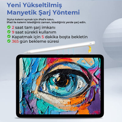 Bix SP01 Apple iPad Mini/Pro/Air Tablet Uyumlu Dokunmatik Bluetooth Stylus Yazı ve Çizim Kalemi - 4