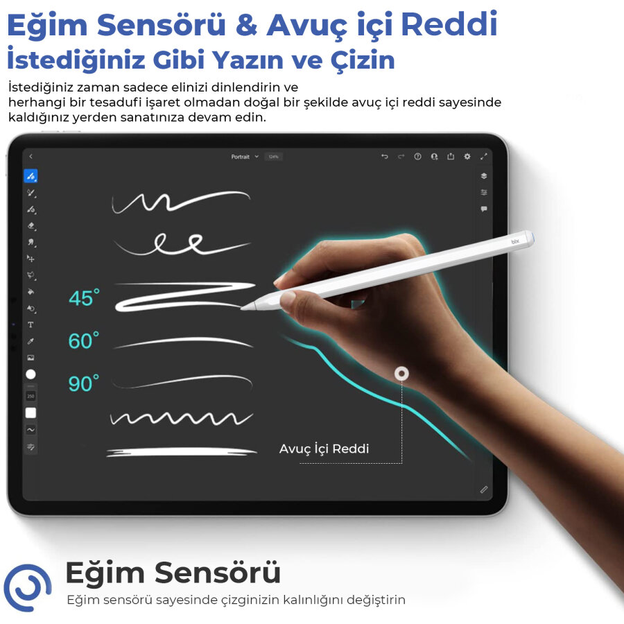 Bix SP01 Apple iPad Mini/Pro/Air Tablet Uyumlu Dokunmatik Bluetooth Stylus Yazı ve Çizim Kalemi - 5