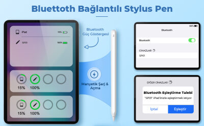 Bix SP01 Apple iPad Mini/Pro/Air Tablet Uyumlu Dokunmatik Bluetooth Stylus Yazı ve Çizim Kalemi - 7