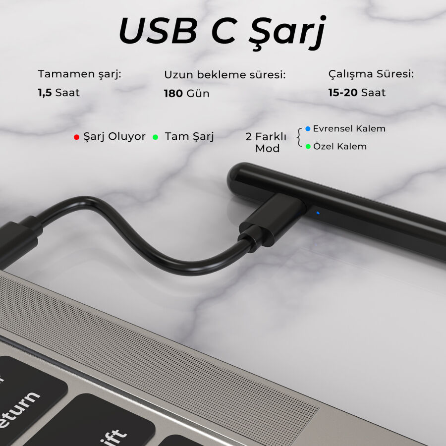 Bix SP02B Universal Android ve iPad Tablet Uyumlu Dokunmatik Bluetooth Stylus Yazı ve Çizim Kalemi Siyah - 6