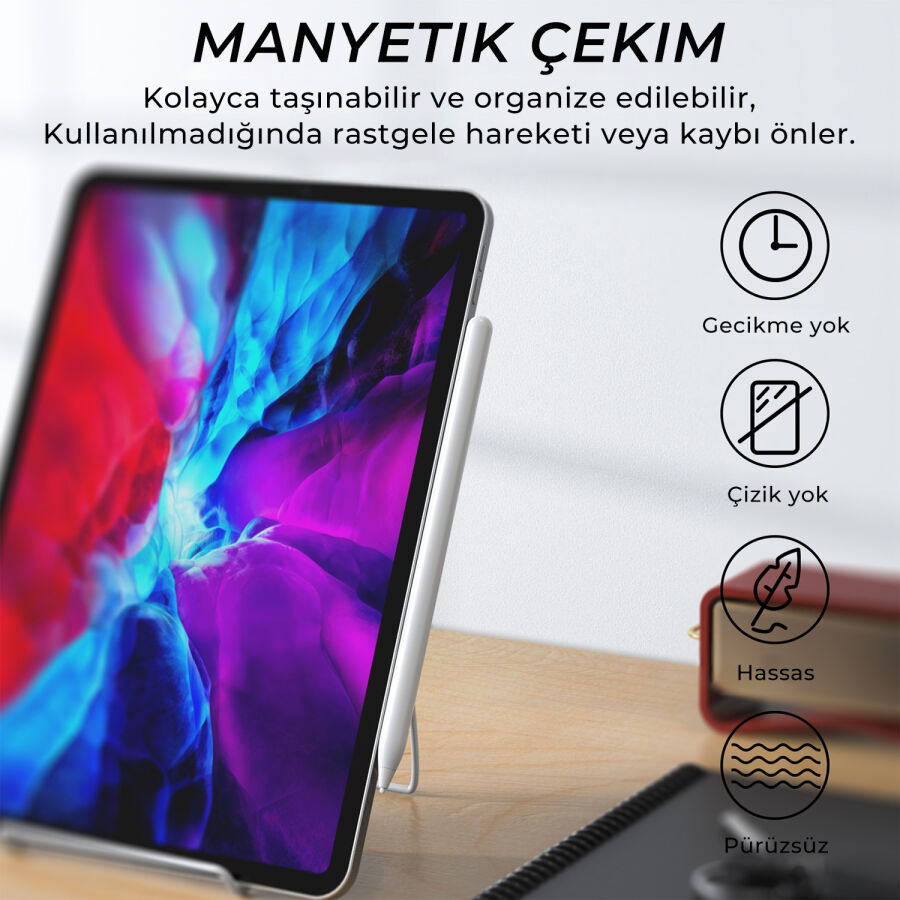 Bix SP02W Universal Android ve iPad Tablet Uyumlu Dokunmatik Bluetooth Stylus Yazı ve Çizim Kalemi Beyaz - 2