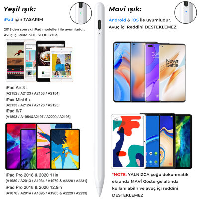 Bix SP02W Universal Android ve iPad Tablet Uyumlu Dokunmatik Bluetooth Stylus Yazı ve Çizim Kalemi Beyaz - 3