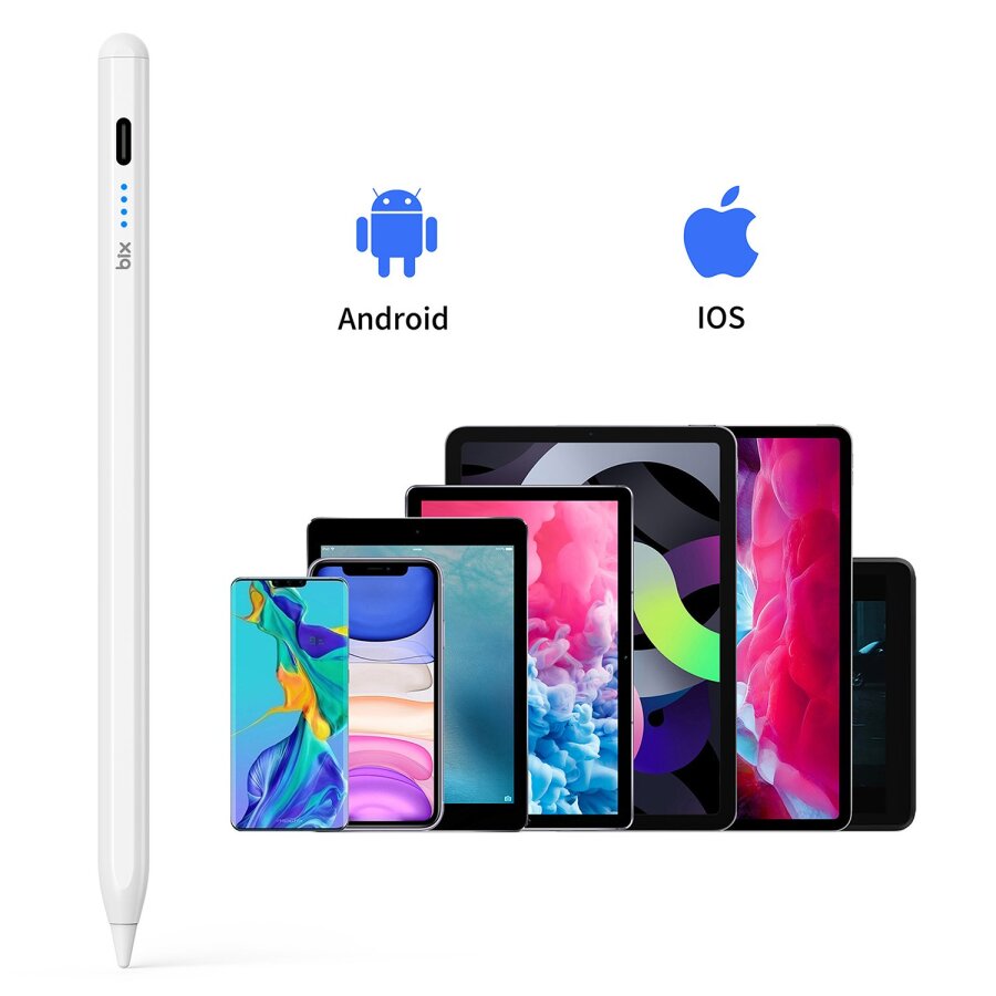 Bix SP04 Stylus Pen Android iPad Universal Kapasitif Ekran Uyumlu Manyetik Çizim Tasarım Tablet Kalemi Beyaz - 4