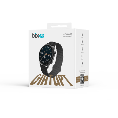 Bix SW02AI 1.43 inç AMOLED Ekran ChatGPT Destekli Bluetooth Telefon Görüşme Tansiyon Nabız Ölçer iOS Android Uyumlu Akıllı Saat Gri Siyah - 10