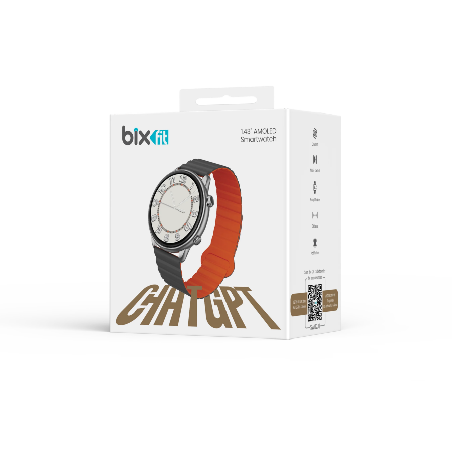 Bix SW02AI 1.43 inç AMOLED Ekran ChatGPT Destekli Bluetooth Telefon Görüşme Tansiyon Nabız Ölçer iOS Android Uyumlu Akıllı Saat Gri Turuncu - 12