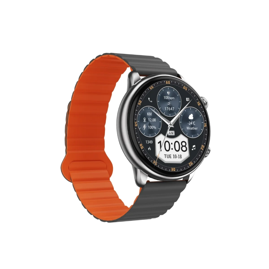 Bix SW02AI 1.43 inç AMOLED Ekran ChatGPT Destekli Bluetooth Telefon Görüşme Tansiyon Nabız Ölçer iOS Android Uyumlu Akıllı Saat Gri Turuncu - 2