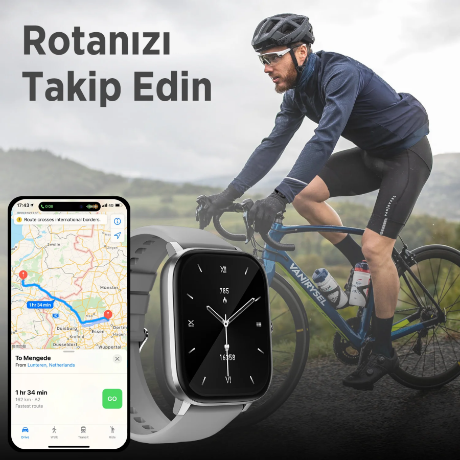 Bix SW03 2.01 inç TFT Geniş Ekran Bluetooth Telefon Görüşme IP67 Suya Dayanıklı Spor ve Sağlık Takip Özellikli iOS Android Uyumlu Akıllı Saat Gri - 7