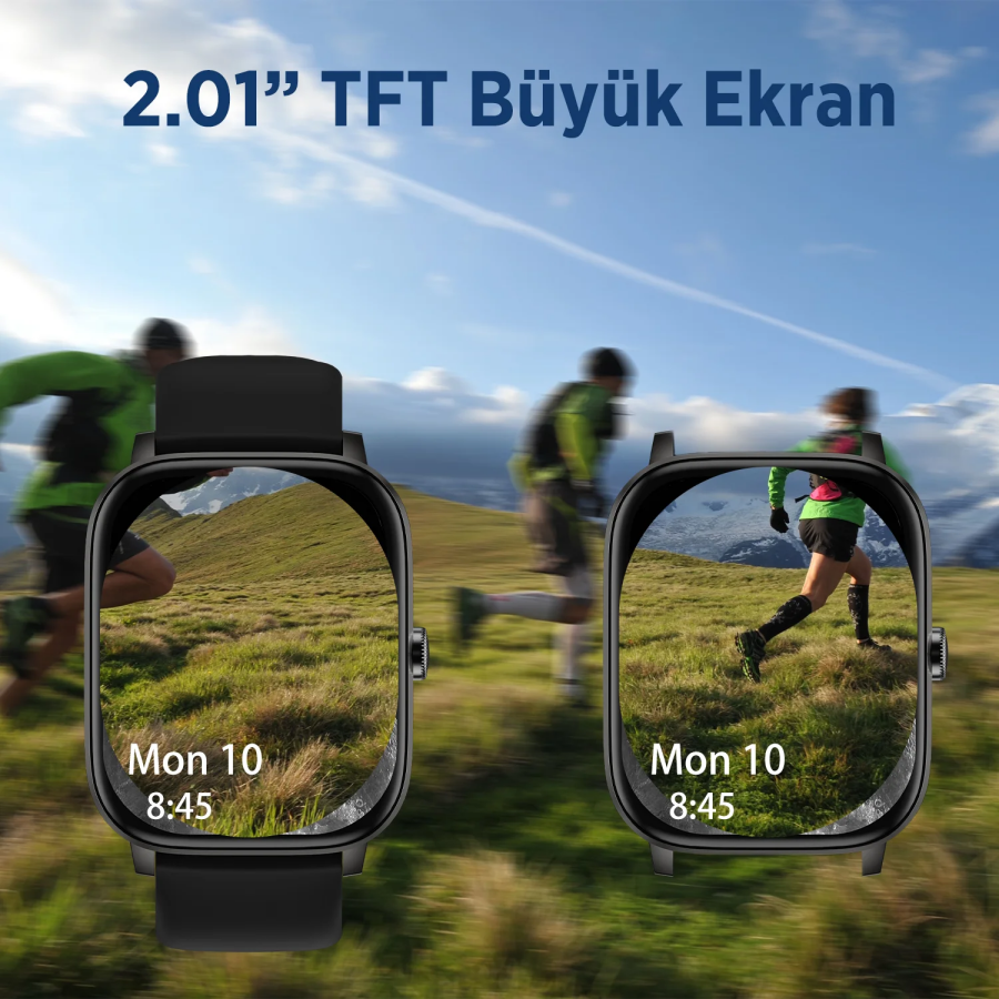 Bix SW03 2.01 inç TFT Geniş Ekran Bluetooth Telefon Görüşme IP67 Suya Dayanıklı Spor ve Sağlık Takip Özellikli iOS Android Uyumlu Akıllı Saat Siyah - 8