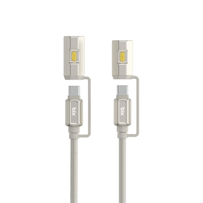 Bix T2IN1C 240W LED Fener ve Alevsiz Çakmak Fonksiyonlu Type-C to Type-C Şarj ve Data Kablosu 1.2 Metre Gri - 7