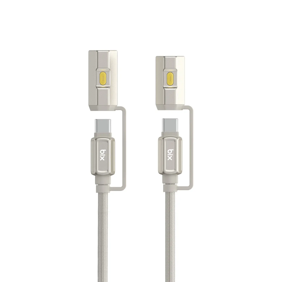 Bix T2IN1C 240W LED Fener ve Alevsiz Çakmak Fonksiyonlu Type-C to Type-C Şarj ve Data Kablosu 1.2 Metre Gri - 7