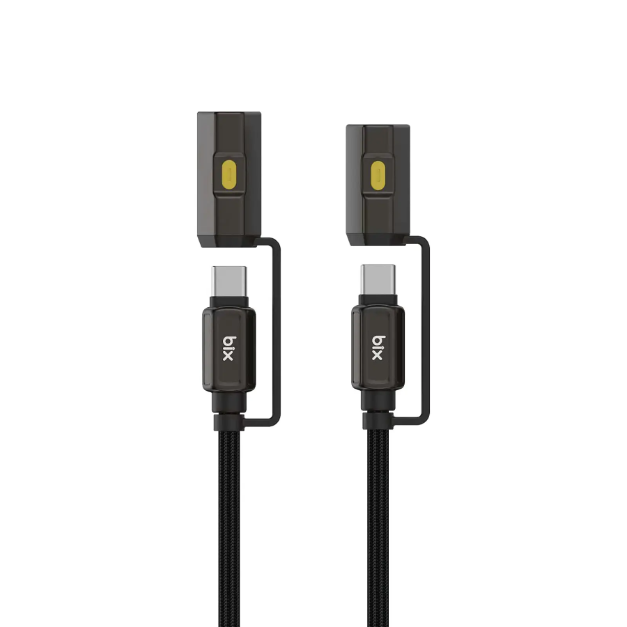 Bix T2IN1C 240W LED Fener ve Alevsiz Çakmak Fonksiyonlu Type-C to Type-C Şarj ve Data Kablosu 1.2 Metre Siyah - 3