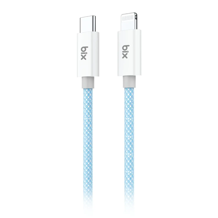 Bix T3CL Type-C to Lightning iPhone 27W Örgülü Hızlı Şarj ve Data Kablosu 1 Metre Mavi - 1