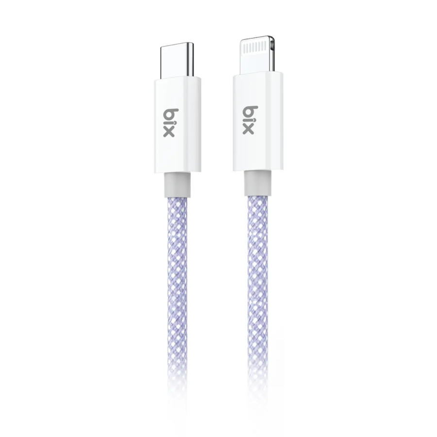 Bix T3CL Type-C to Lightning iPhone 27W Örgülü Hızlı Şarj ve Data Kablosu 1 Metre Mor - 1