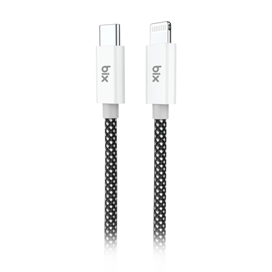 Bix T3CL Type-C to Lightning iPhone 27W Örgülü Hızlı Şarj ve Data Kablosu 1 Metre Siyah - 1
