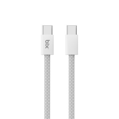 Bix T4CC 65W Type-C to Type-C Örgülü Manyetik Tasarım Hızlı Şarj ve Data Kablosu 1 Metre Beyaz