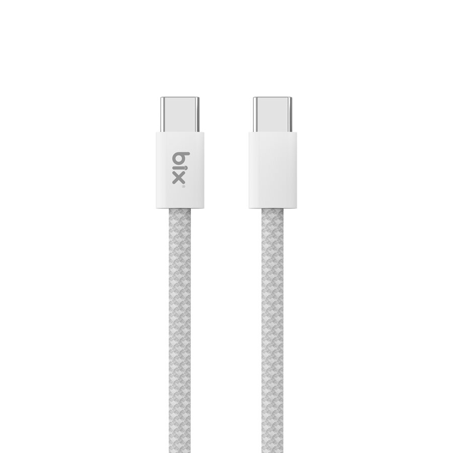 Bix T4CC 65W Type-C to Type-C Örgülü Manyetik Tasarım Hızlı Şarj ve Data Kablosu 1 Metre Beyaz - 1