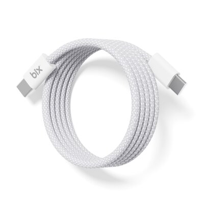 Bix T4CC 65W Type-C to Type-C Örgülü Manyetik Tasarım Hızlı Şarj ve Data Kablosu 1 Metre Beyaz - 5
