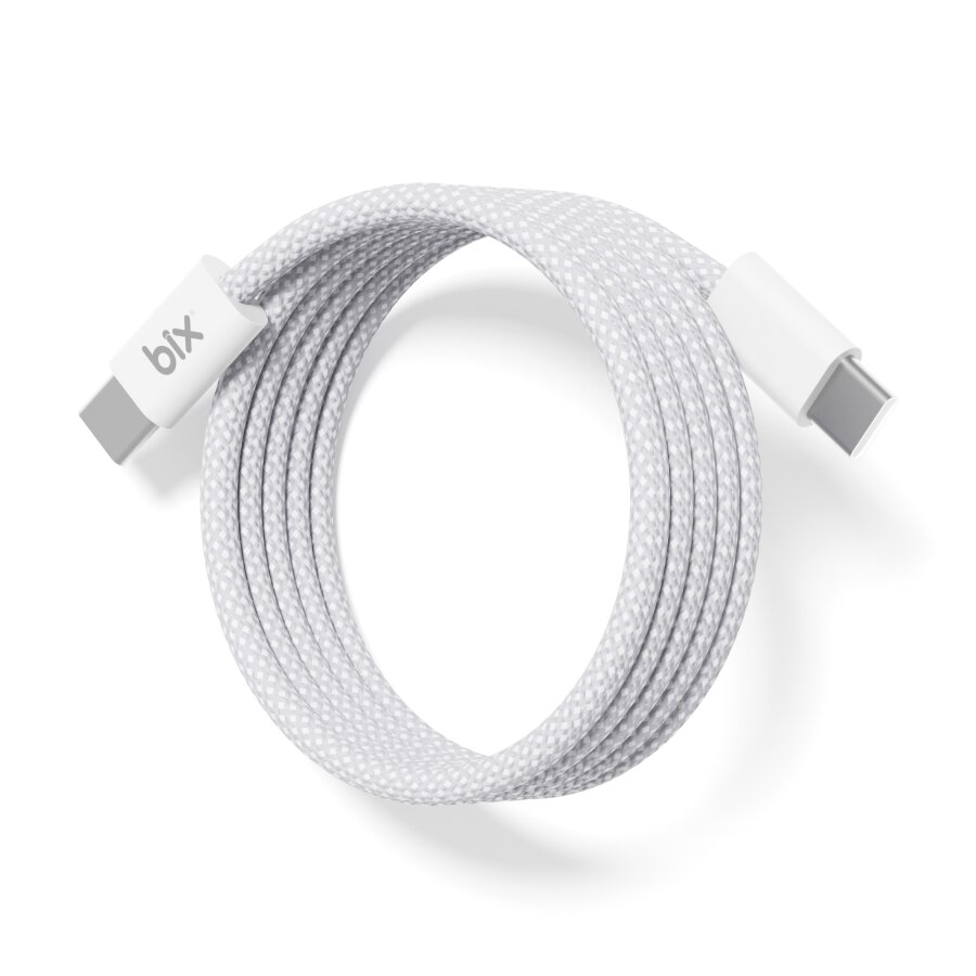 Bix T4CC 65W Type-C to Type-C Örgülü Manyetik Tasarım Hızlı Şarj ve Data Kablosu 1 Metre Beyaz - 5
