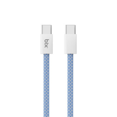 Bix T4CC 65W Type-C to Type-C Örgülü Manyetik Tasarım Hızlı Şarj ve Data Kablosu 1 Metre Mavi