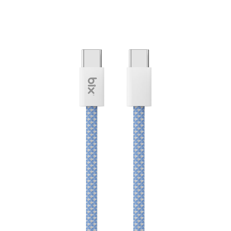 Bix T4CC 65W Type-C to Type-C Örgülü Manyetik Tasarım Hızlı Şarj ve Data Kablosu 1 Metre Mavi - 1