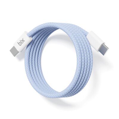Bix T4CC 65W Type-C to Type-C Örgülü Manyetik Tasarım Hızlı Şarj ve Data Kablosu 1 Metre Mavi - 6