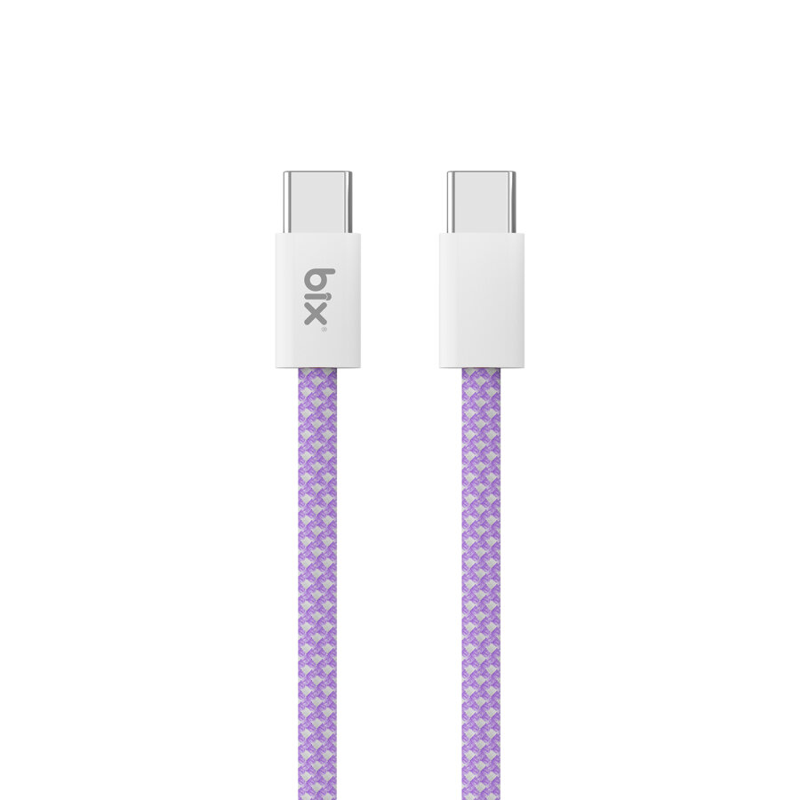 Bix T4CC 65W Type-C to Type-C Örgülü Manyetik Tasarım Hızlı Şarj ve Data Kablosu 1 Metre Mor - 1