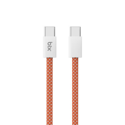 Bix T4CC 65W Type-C to Type-C Örgülü Manyetik Tasarım Hızlı Şarj ve Data Kablosu 1 Metre Turuncu