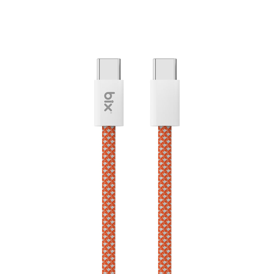 Bix T4CC 65W Type-C to Type-C Örgülü Manyetik Tasarım Hızlı Şarj ve Data Kablosu 1 Metre Turuncu - 1
