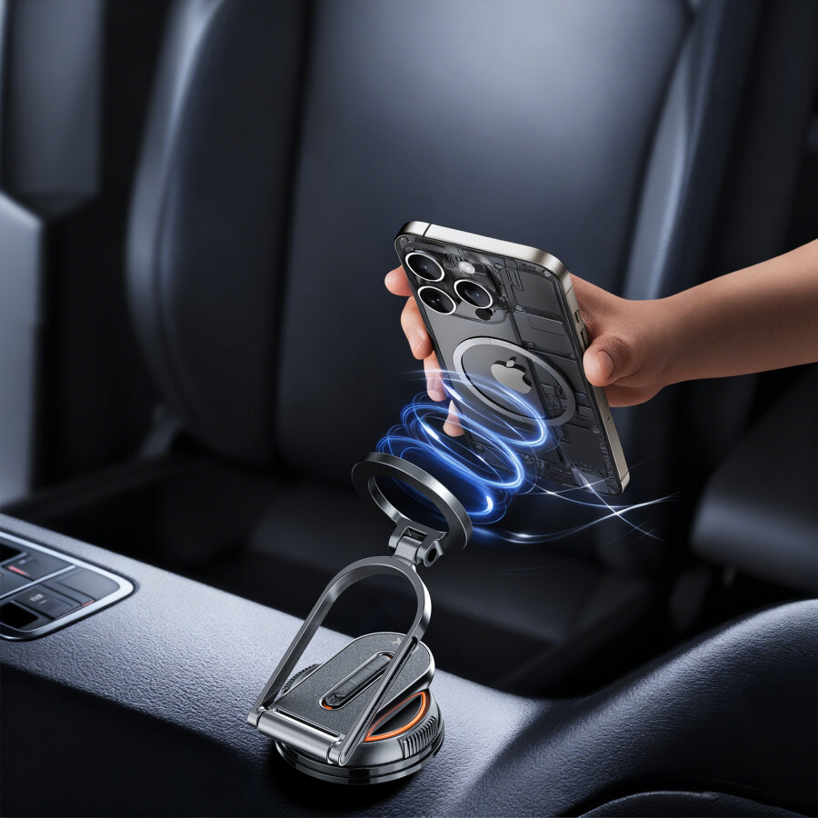Bix TCH02 Güçlü Vakumlu 360 Derece Ayarlanabilir Cam Torpido Ön Panel Uyumlu Manyetik Araç Telefon Tutucu - 2