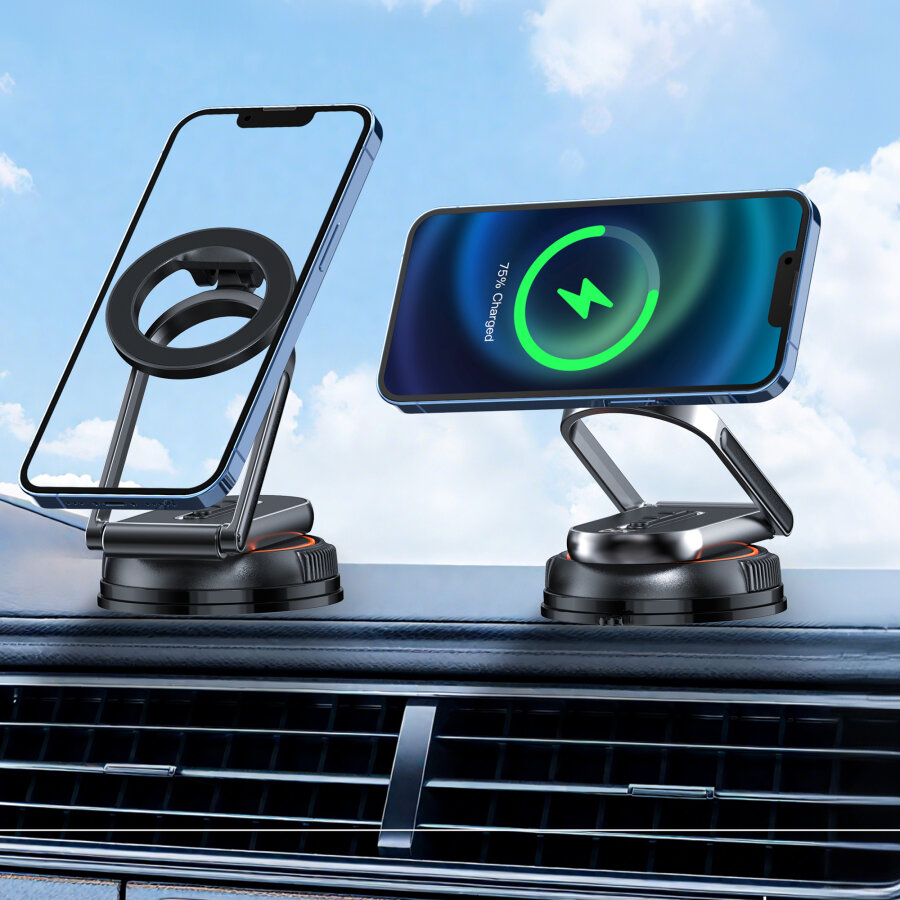Bix TCH02 Güçlü Vakumlu 360 Derece Ayarlanabilir Cam Torpido Ön Panel Uyumlu Manyetik Araç Telefon Tutucu - 3