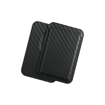 Bix TMW1 iPhone MagSafe Deri Kartlık Manyetik Telefon Cüzdanı Karbon Siyahı - 2