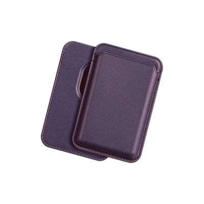 Bix TMW1 iPhone MagSafe Deri Kartlık Manyetik Telefon Cüzdanı Kiraz Moru - 2