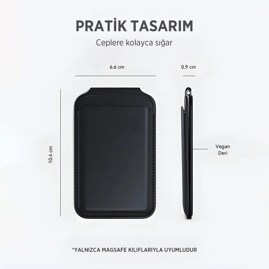 Bix TMW2 iPhone MagSafe Manyetik Deri Kartlık Katlanabilir Standlı Cüzdan Gri - 9