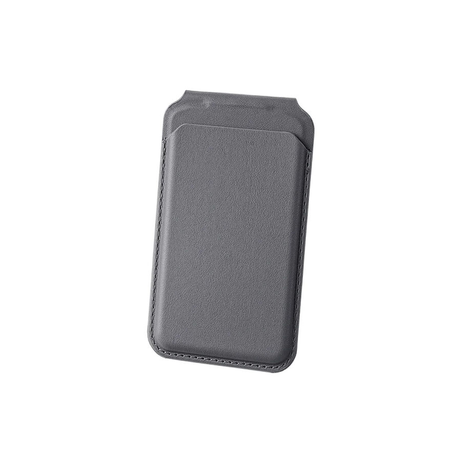 Bix TMW2 iPhone MagSafe Manyetik Deri Kartlık Katlanabilir Standlı Cüzdan Gri - 1