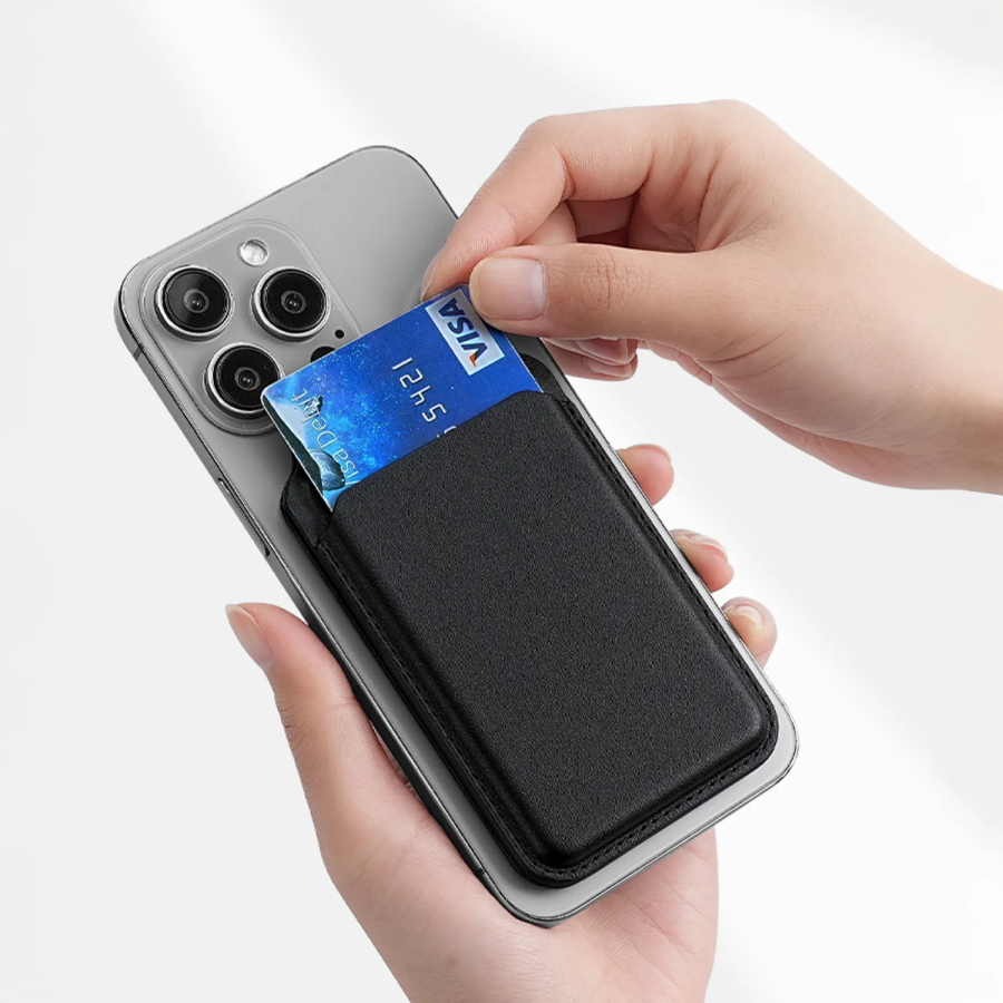 Bix TMW2 iPhone MagSafe Manyetik Deri Kartlık Katlanabilir Standlı Cüzdan Gri - 3