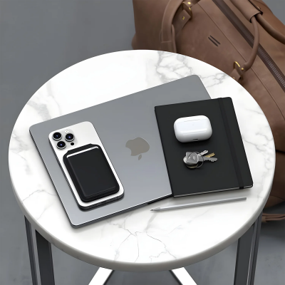 Bix TMW2 iPhone MagSafe Manyetik Deri Kartlık Katlanabilir Standlı Cüzdan Koyu Mor - 5