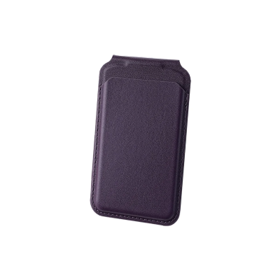 Bix TMW2 iPhone MagSafe Manyetik Deri Kartlık Katlanabilir Standlı Cüzdan Koyu Mor 