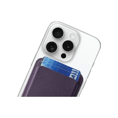 Bix TMW2 iPhone MagSafe Manyetik Deri Kartlık Katlanabilir Standlı Cüzdan Koyu Mor - 2