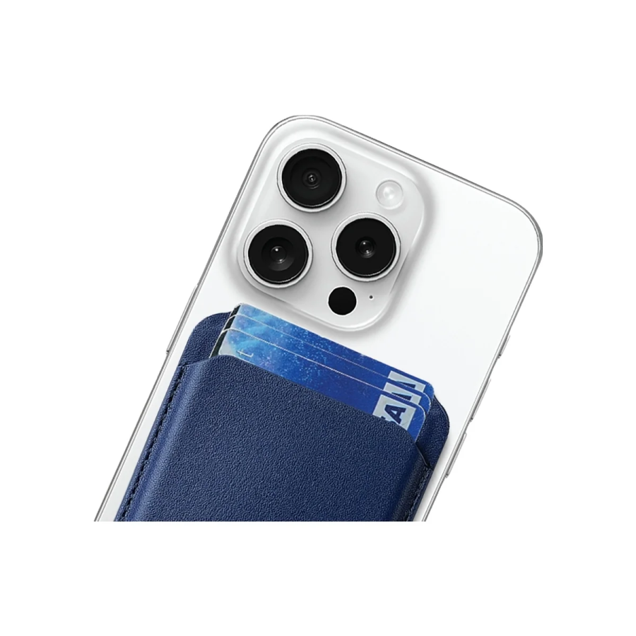 Bix TMW2 iPhone MagSafe Manyetik Deri Kartlık Katlanabilir Standlı Cüzdan Mavi - 3