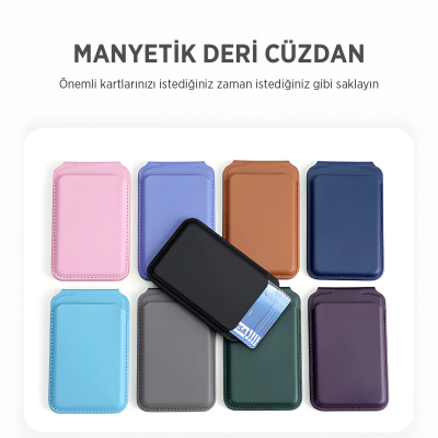 Bix TMW2 iPhone MagSafe Manyetik Deri Kartlık Katlanabilir Standlı Cüzdan Mavi - 5