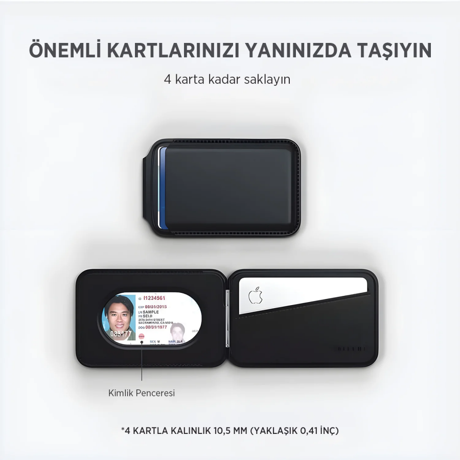 Bix TMW2 iPhone MagSafe Manyetik Deri Kartlık Katlanabilir Standlı Cüzdan Siyah - 2