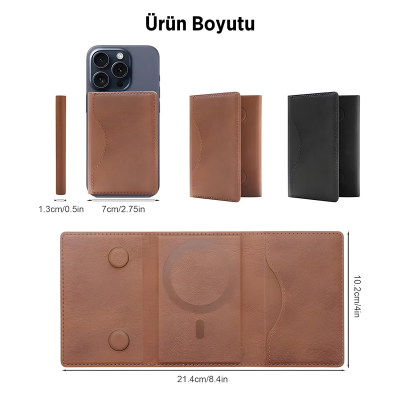 Bix TMW3 iPhone MagSafe Uyumlu Manyetik Deri Kartlık İnce Cüzdan 6 Kart Kapasiteli Mor - 4