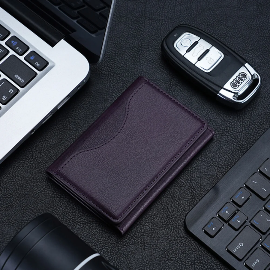 Bix TMW3 iPhone MagSafe Uyumlu Manyetik Deri Kartlık İnce Cüzdan 6 Kart Kapasiteli Mor - 8