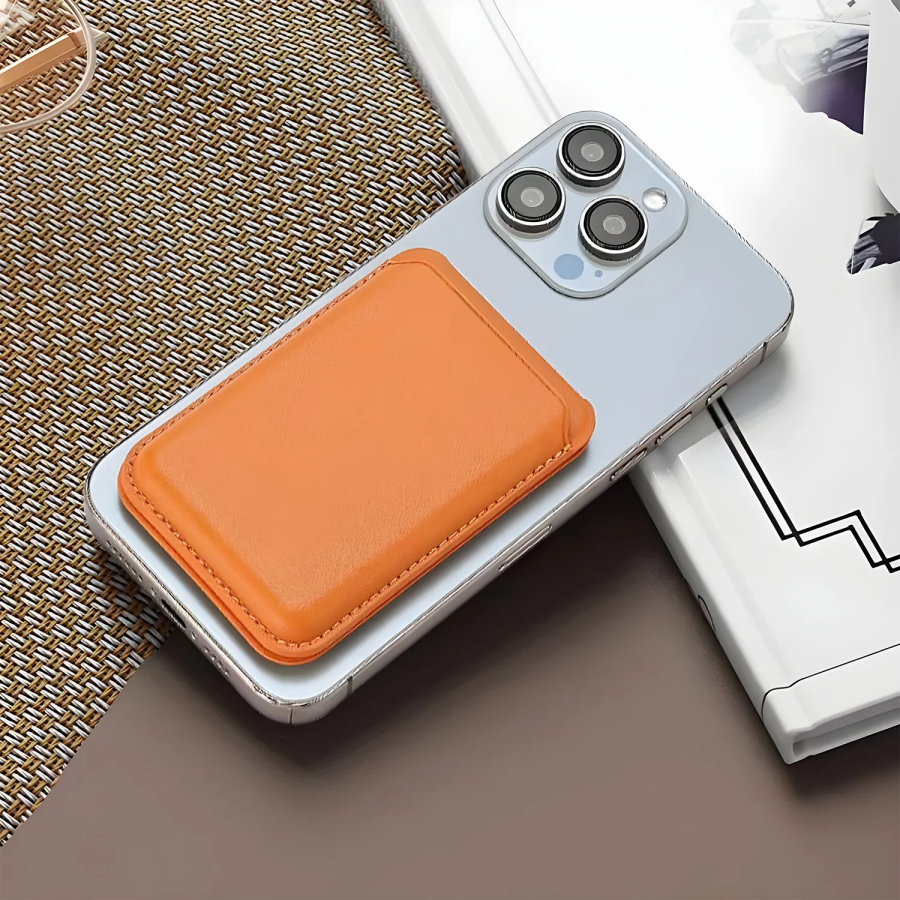Bix TMW4 iPhone MagSafe Uyumlu Deri Cüzdan Manyetik Kartlık Standlı Katlanabilir Gold Kahverengi - 5
